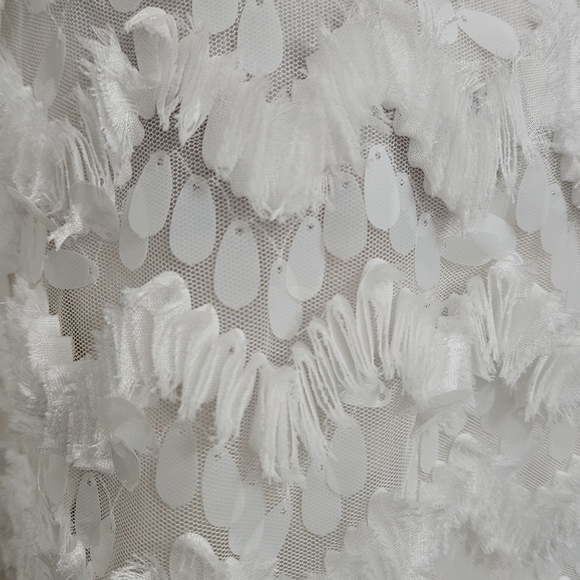 WHY DRESS Elegant SequinTextured Blouse w/Pleated Accordian Sleeves White. M NWT - Picture 5 of 15